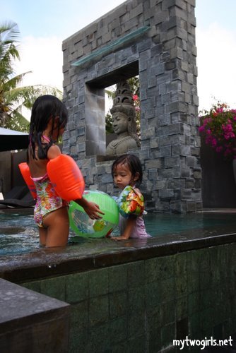 Girls swimming at main pool in Cicada